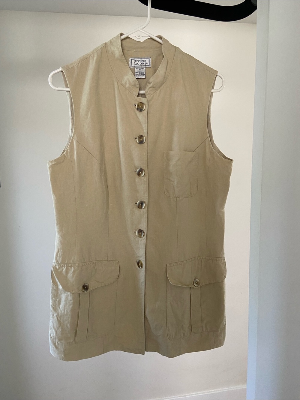 Jennifer Moore Neutral Beige Sleeveless Tunic